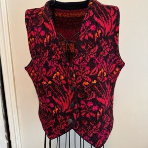 Italian wool & acrylic Colorful Knit Button-Up Vest